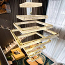 Axyaa Crystal Chandelier Stair Pendant Lamp Living Room Interior Lighting