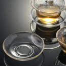 Axyaa Small Clear Glass Saucer Plates with Gold Rim