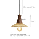 Axyaa LED Wood Pendant Light with Clear Glass Shade E27 90v-260v Suspension Luminaire