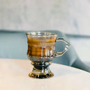 Axyaa Vintage Heart Embossed High-Legged Latte Glass Cup