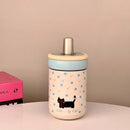 Axyaa 500ml Stainless Steel Cat Coffee Tumbler Thermos with Straw and Handle