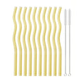 Axyaa Wavy Glass Straws 10 Pack + 2 Cleaning Brushes - Transparent 7.8 in • Eco-Friendly