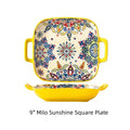 Axyaa Bohemian Ceramic Baking Dish Square with Handles for Pasta and Desserts