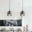 Axyaa Modern Smoky Grey Glass Chandelier - LED Pendant Light for Kitchen Island, Bar, Bedroom