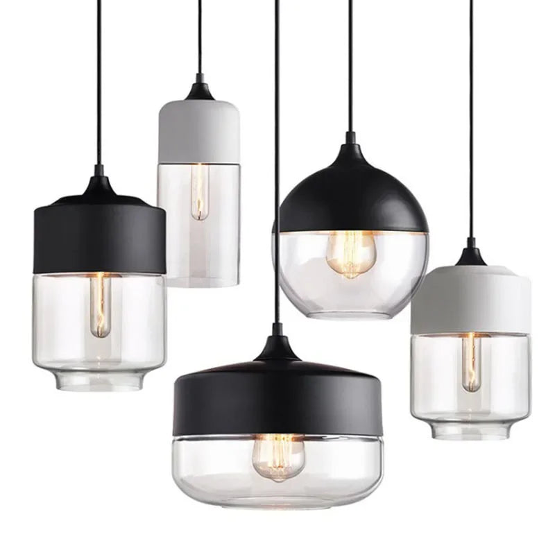 Axyaa Black Glass Pendant Light Fixture for Modern Indoor Decor