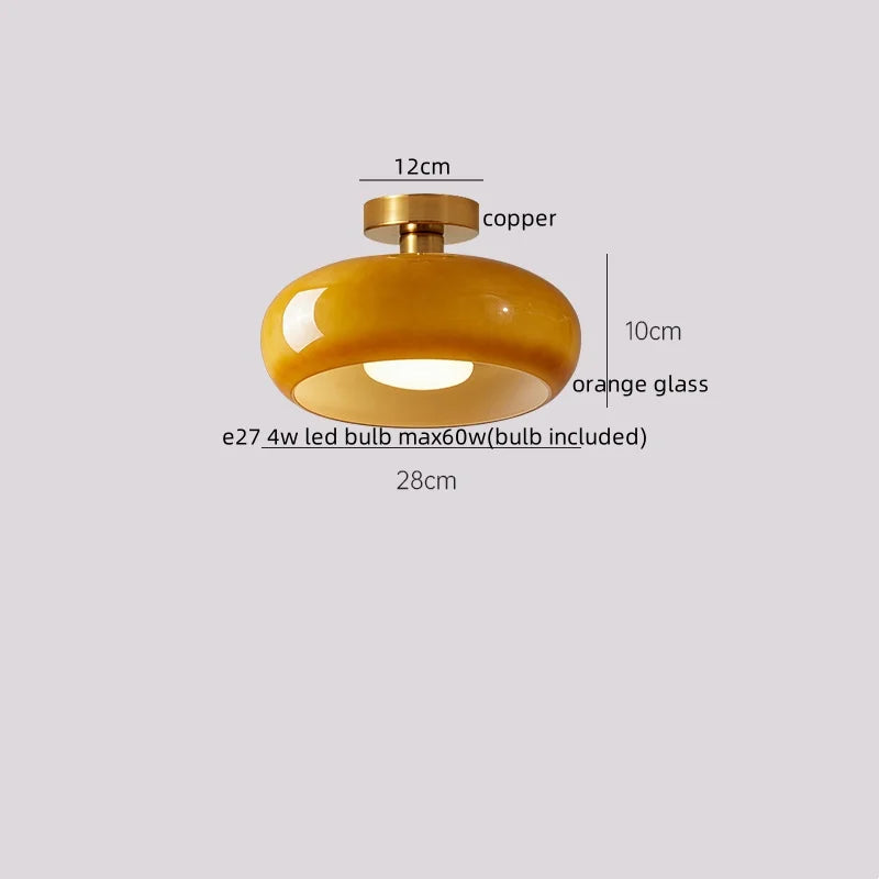 Axyaa Copper Glass LED Ceiling Lamp - Modern Indoor Lighting Fixtures