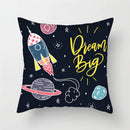 Axyaa Cartoon Astronaut Rocket Spaceship Sofa Pillowcase Space Theme Cushion Cover