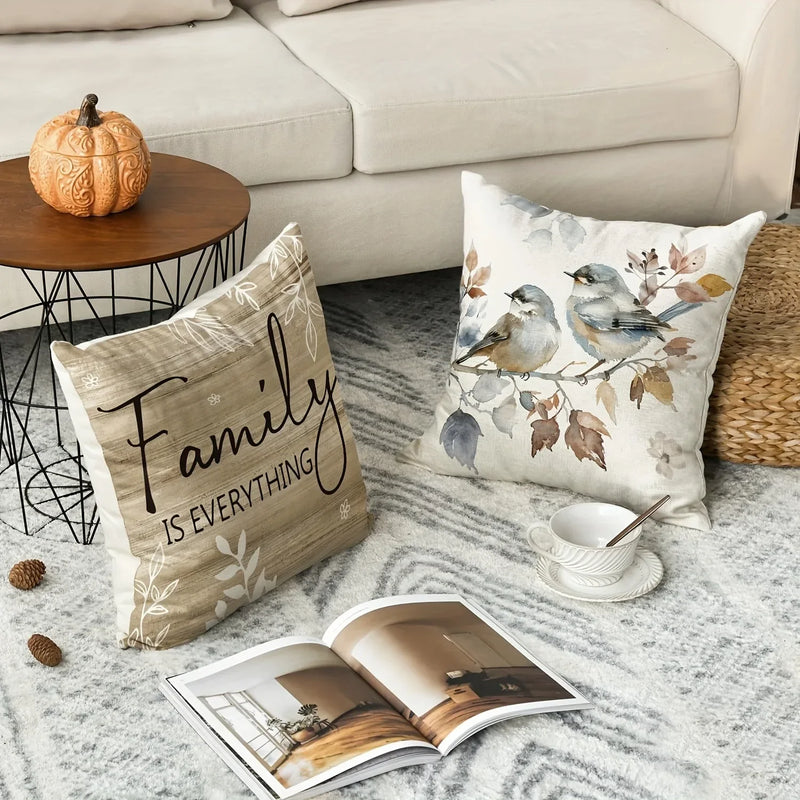Axyaa SWEET HOME Plant Flower Bird Pillowcase, Soft & Comfortable Sofa Chair Cover
