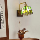 Axyaa Rotatable Dove Tiffany LED Wall Light Fixture Glass in Copper & Walnut