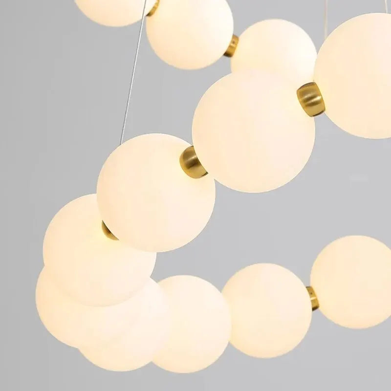 Axyaa White Ball Pendant Chandelier - Luxury LED Ceiling Light for Home Decor