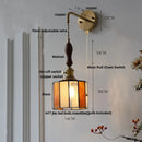 Axyaa Vintage LED Walnut Wood Wall Light with Pull Chain Switch