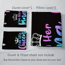 Axyaa Crown Letter Duvet Cover Set 3-Piece with Soft Breathable HD Printing Bedding