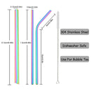 Axyaa Stainless Steel Smoothie Straws - Set of 6 with Cleaning Brush