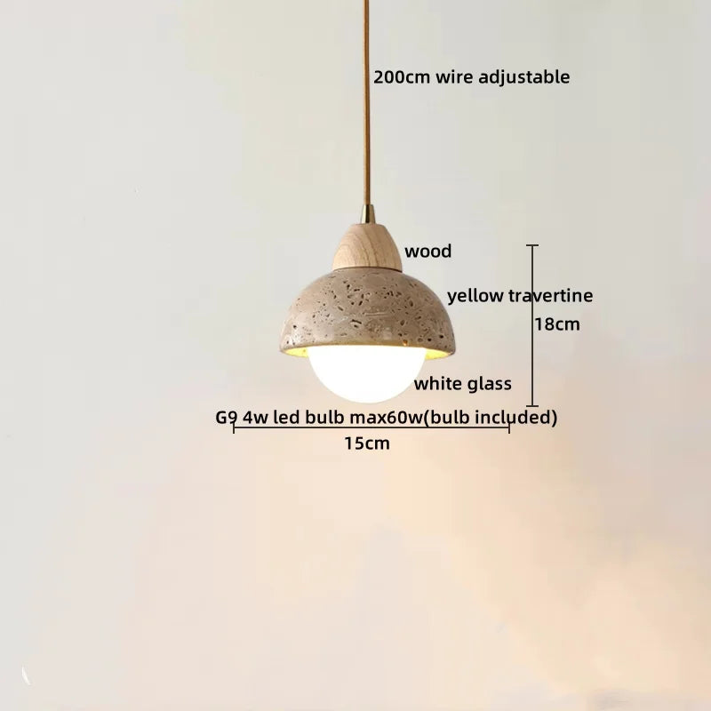 Axyaa Travertine LED Pendant Lamp for Bar, Bedroom, Living Room - Small Hanging Lights
