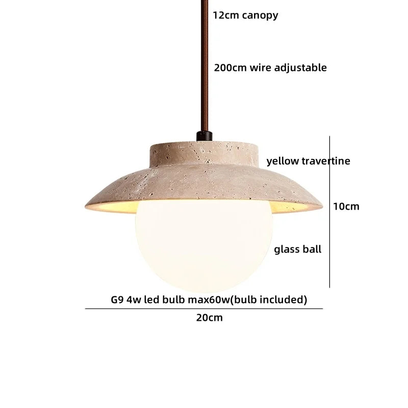 Axyaa White Glass Ball LED Pendant Lights Wabi Sabi Hanging Lamp