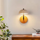 Axyaa Modern LED Wall Lamp, Yellow Travertine Wood & Black Iron Stair Light