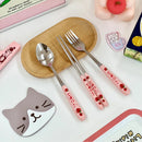 Axyaa Strawberry Korean Cutlery Set with Case, Stainless Steel, Portable Utensils