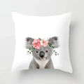 Cute Animals Print Decor Pillowcase by Axyaa - Pink Flower Theme