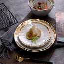 Axyaa Gold-Plated Ceramic Steak Plate for Stylish Dining