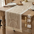 Axyaa Grey Coffee Zigzag Wreath Table Runner 13.7x72"