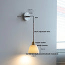 Axyaa Nordic LED Wall Sconce Pull Chain Switch Bedside Lamp Fixtures White Ceramic