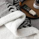 Axyaa Geometric Jacquard Throw Blanket: Double-Sided Soft Coral Fleece Bed Cover