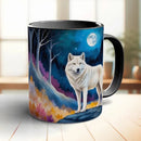 Moon & White Wolf Ceramic Coffee Mug 11oz by Axyaa - Friends Birthday Gift