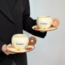 Axyaa Ceramic Latte Cup & Plate Set, Hand-painted Design for Afternoon Tea