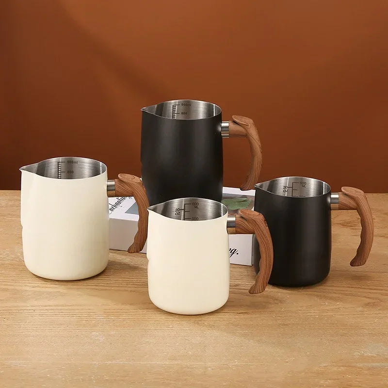 Axyaa Stainless Steel Milk Frothing Jug Scale Handle Latte Coffee Cup