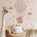 Pink Bunny Hot Air Balloon Wall Stickers by Axyaa: Removable Kids Nursery Decals