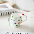 Axyaa Hand-Drawn Round Dot Ceramic Coffee Mug 400ml Korean Style Drinkware