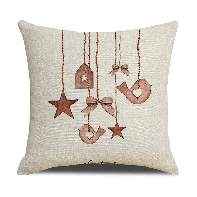 Pinecone Candlestick Linen Print Pillowcase for Home Decor by Axyaa