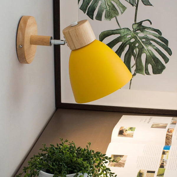Axya Nordic Wood Bedroom Wall Light: Modern LED Sconce for Living Room Décor