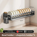 Axyaa Wall Mount Dish Drainer Rack for Kitchen Storage of Tableware and Utensils