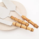 Axyaa Bamboo Handle Stainless Steel Dinnerware Set for Elegant Dining