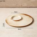 Axyaa Ceramic Vintage Dessert Dinner Plate Set - Circular Flat Steak Pasta Serving Plates