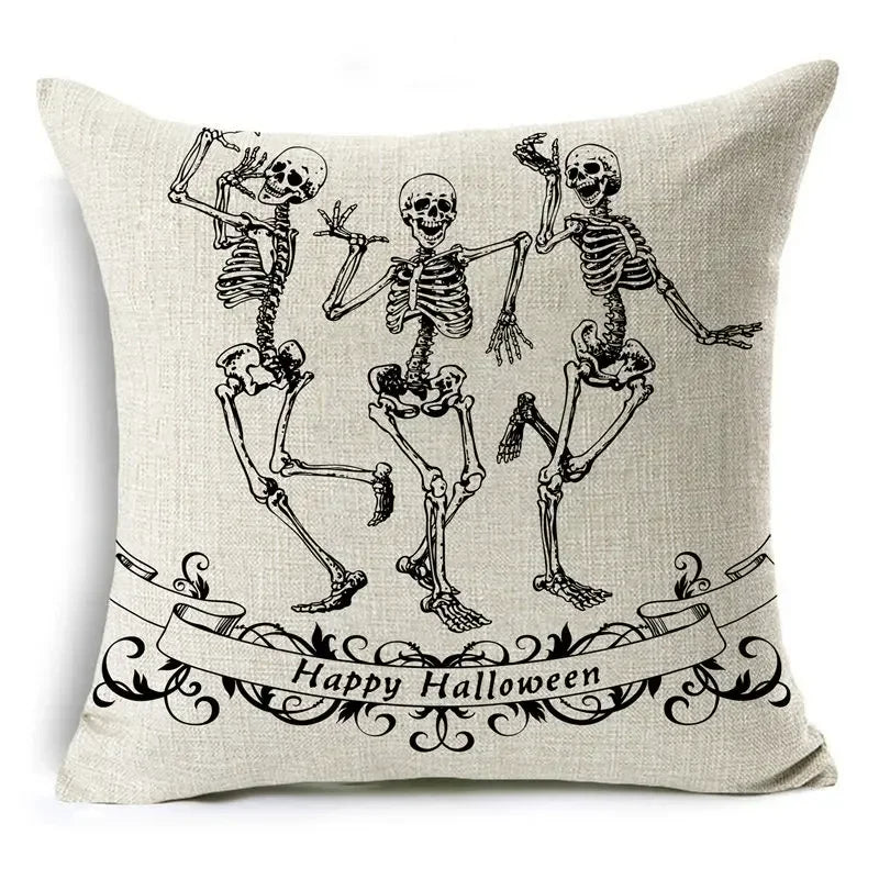 Axyaa Bone Cartoon Cushion Cover - Halloween Themed Decorative Pillow Case