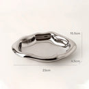 Axyaa Silver Ceramic Storage Tray for Home Decor and Organization