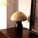 Axyaa Mushroom Table Lamp LED Minimalist Design Solid Wood Art Decor Desk Light
