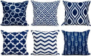 Axyaa Navy Blue Linen Throw Pillow Cover 45x45 Square Sofa Cushion Case