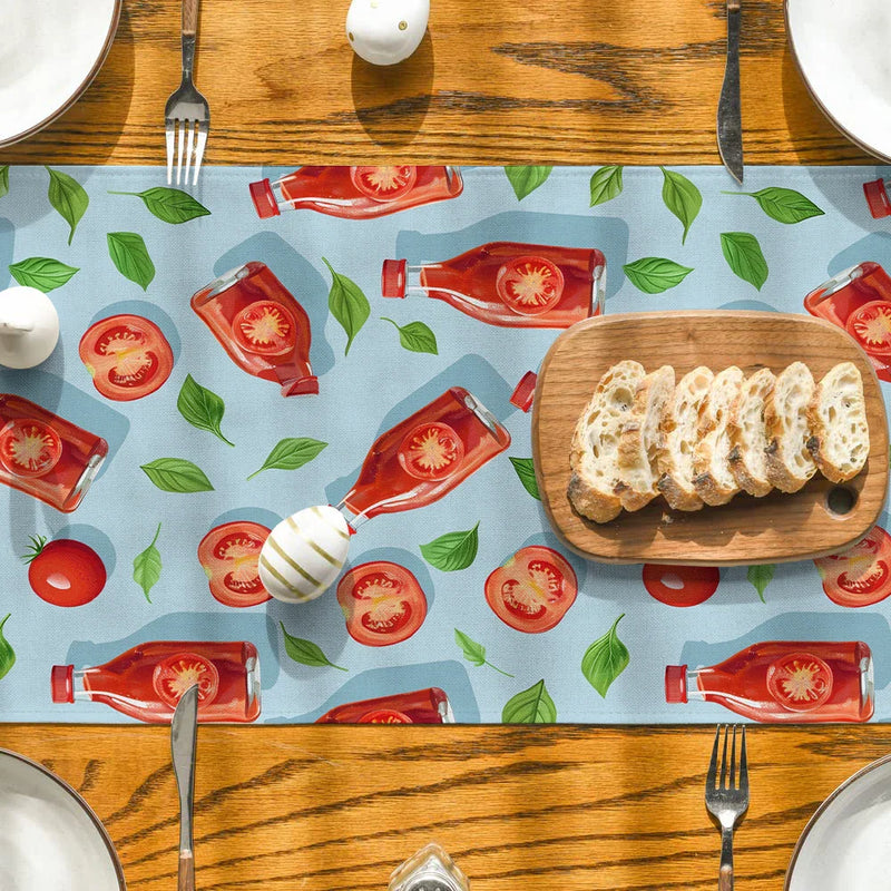 Axyaa Tomato Ketchup Table Runner for Kitchen Dining Room Decor