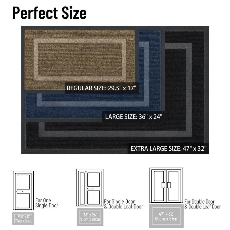 Axyaa Rubber Indoor Outdoor Entryway Mat Easy Clean Low Profile Fade Resistant Mats