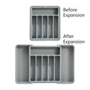 Axyaa Kitchen Cutlery Organizer: Adjustable Plastic Utensil Tray for Knives and Forks