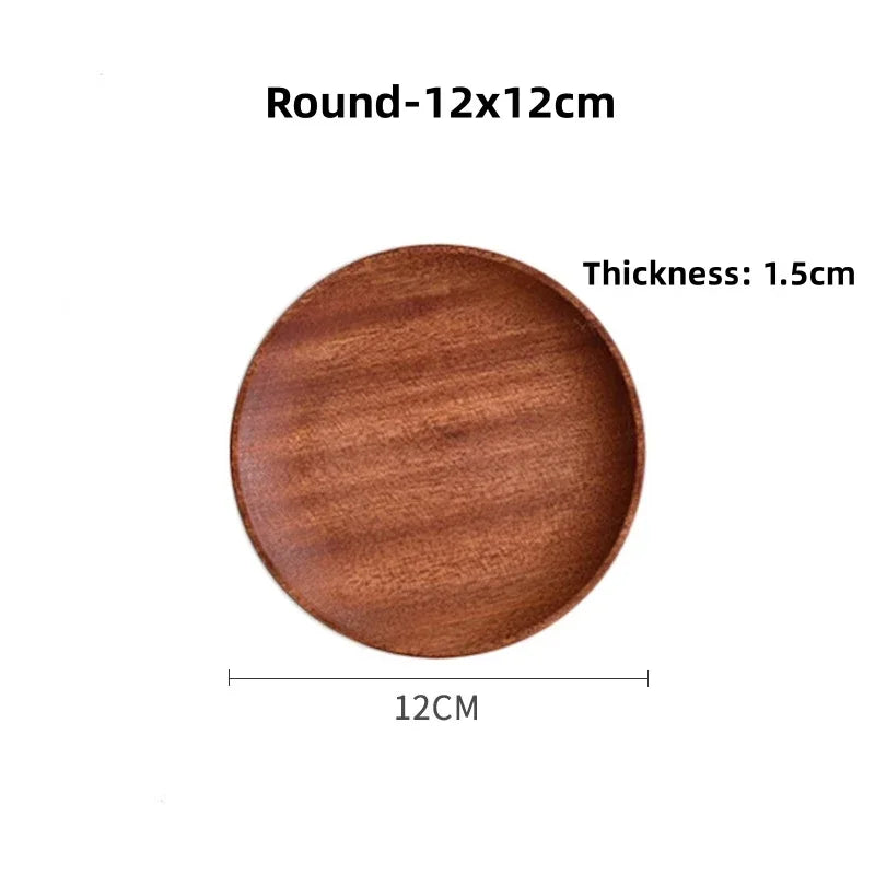 Axyaa Wooden Fruit Dessert Plate Tray Tableware Oval Round Square Toast Shape