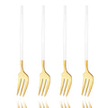 Axyaa Gold Fruit Cake Set: Mirror Stainless Steel Tea Fork, Snack Dessert, Small Salad Cutlery