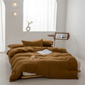 Axyaa Solid Color Washed Cotton Duvet Cover Set with Pillow Case