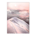 Axyaa Pink Beach Sunset Lake Mountain Canvas Wall Art Nordic Decor