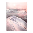 Axyaa Pink Beach Sunset Lake Mountain Canvas Wall Art Nordic Decor