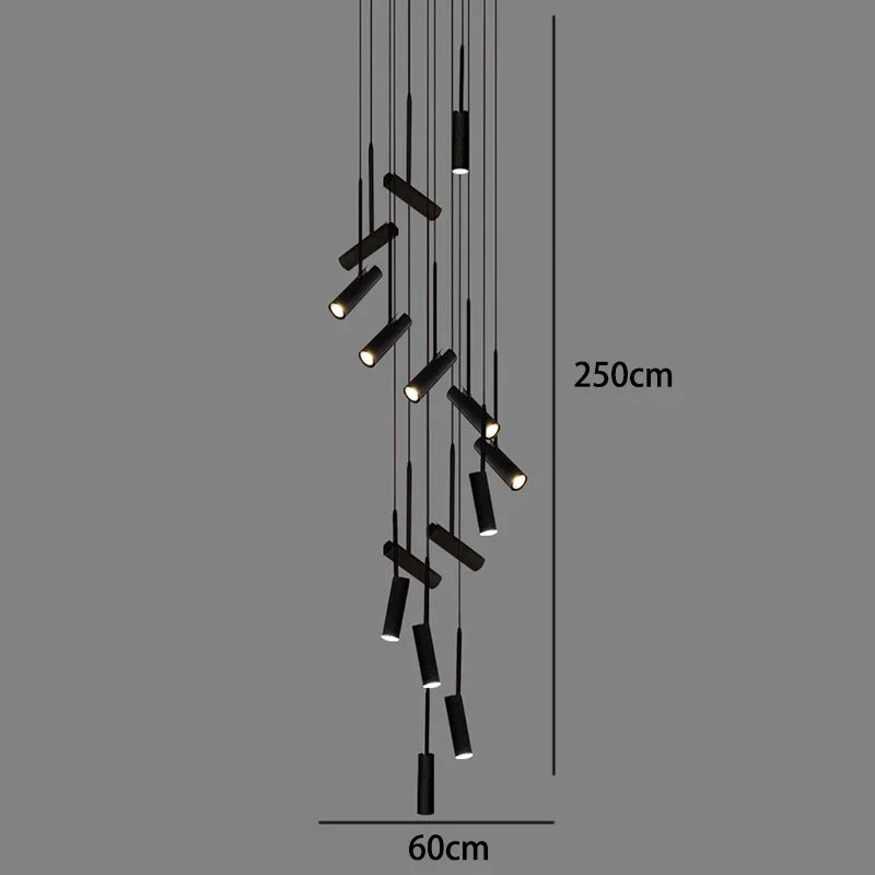 Axyaa Staircase Chandeliers Hanging Light Modern LED Pendant Lamps Indoor Living Room Lighting