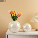 Axyaa Ceramic Vase: Gradient Pearl White Desk Decoration for Flowers Arrangement